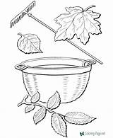 Fall Coloring Pages Rake And Basket sketch template