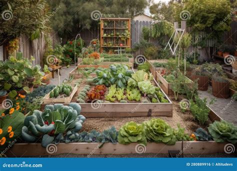 Edible Garden with Variety of Fruits and Vegetables, Plus Herbs and Spices Stock Illustration ...