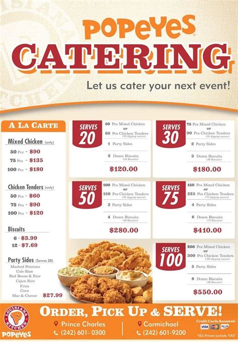 Popeyes Catering Menu Prices 2023 with Services & Reviews in 2023 | Popeyes catering, Catering ...