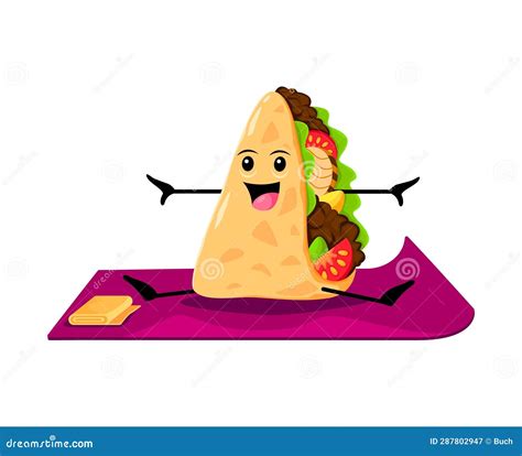 Cartoon Tex Mex Quesadilla Food Character on Yoga Stock Vector - Illustration of pose, exercise ...