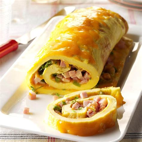 Ham 'n' Cheese Omelet Roll Recipe | Taste of Home