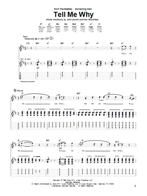 Tell Me Why by The Beatles - Guitar Tab - Guitar Instructor