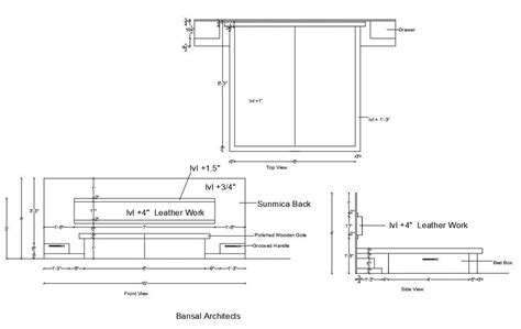 2D Double Bed Detail - Cadbull