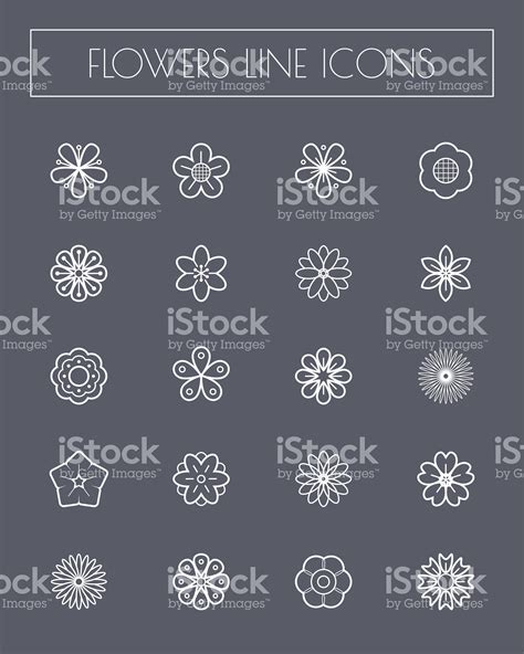 Thin line flower icons set. | サイン