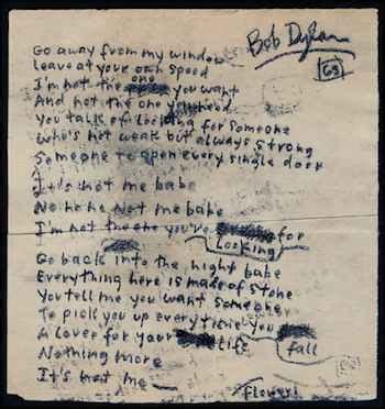 Bob Dylan Handwritten Lyrics