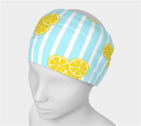 Lemon Slices on Light Blue Stripes Headband | Headbands art, Striped ...