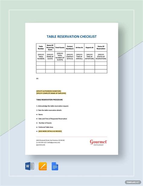 Reservation Templates in Word - FREE Download | Template.net