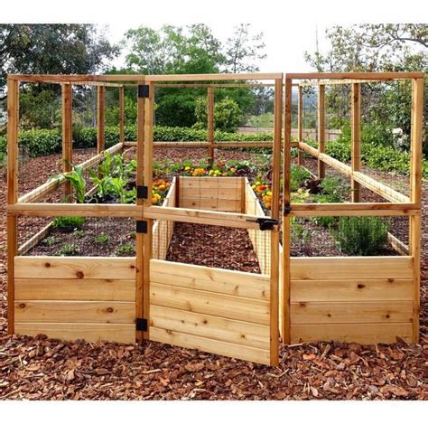 8 ft x 12 ft Cedar Raised Garden Bed with Deer Fence Kit # ...