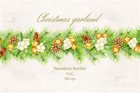 Christmas Garland. Seamless Border. PNG Graphic by Watercolor_by_Alyona ...