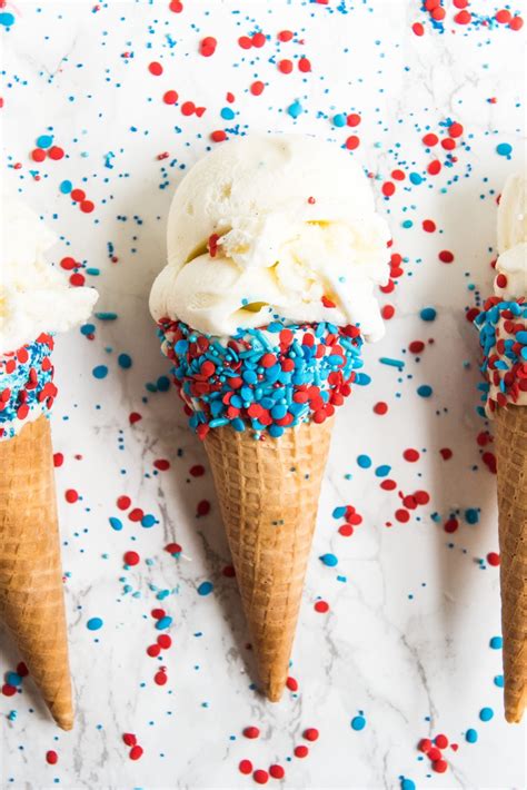 Sprinkle Dipped Red, White + Blue 4th of July Ice Cream Cones - The ...