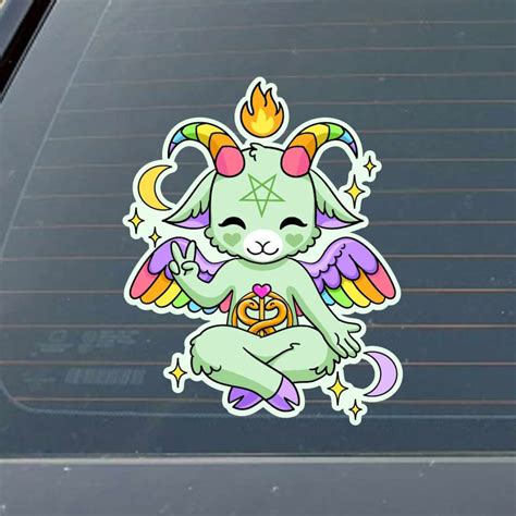 Pastel Green Cute Baphomet Indoor Outdoor Vinyl Decal - Etsy