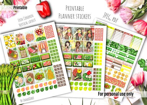 Freshy Printable Planner Stickers: Healthy Food Salad - Etsy