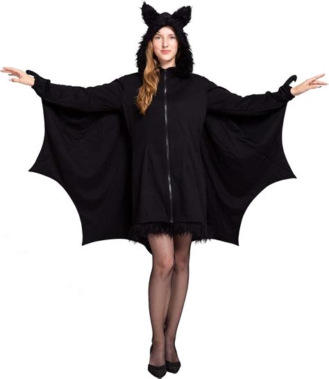 Spooktacular Creations Woman’s Black Bat Zip Hoodie Halloween Costumes for Adults