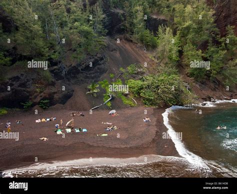 Kaihalulu, Red Sand Beach, Hana, Maui, Hawaii Stock Photo - Alamy