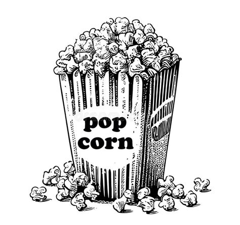 Popcorn Retro Sketch Hand Drawn Sketch in Doodle Style Stock ...