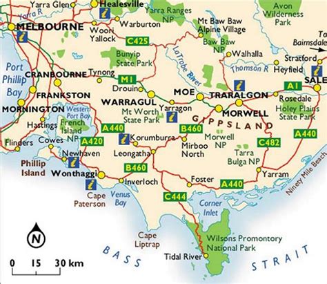 Victoria Maps – Maps of Victoria – South and East of Melbourne, Phillip Island, Gippsland ...