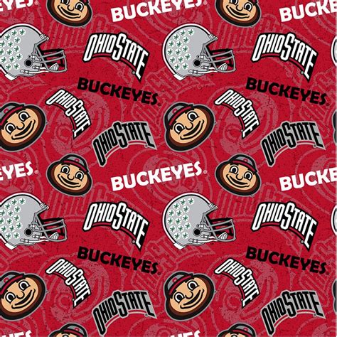 NCAA Ohio State University Buckeyes Tone on Tone Red Cotton Fabric ...