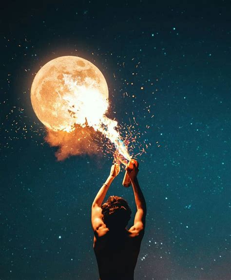 Moon on fire. Made with PicsArt by @xmuratakyol | Surrealism photography, Surreal photo ...