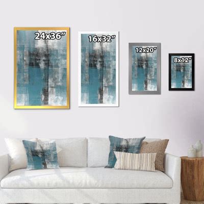 17 Stories Teal Meets Black Abstract Art Framed On Canvas Print | Wayfair