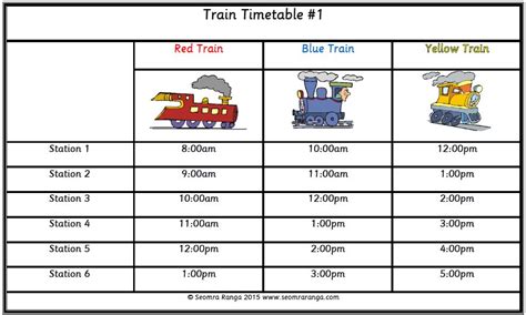 Train Timetable 01 | Seomra Ranga