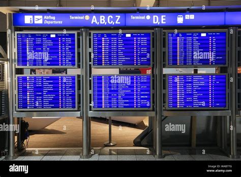 FRANKFURT, GERMANY - DECEMBER 6, 2016: Departures info screen of Frankfurt International Airport ...