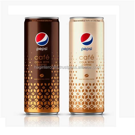 two cans of pepsi are shown side by side, one is brown and the other is ...