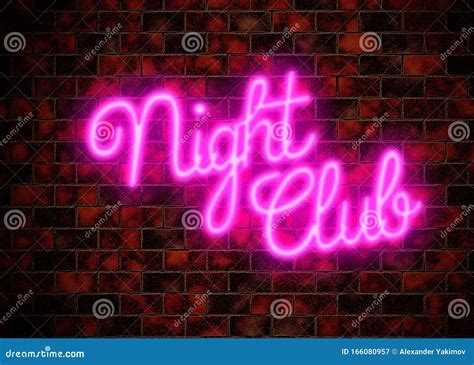 Neon Pink Nightclub Sign on a Brick Wall Stock Image - Image of ...