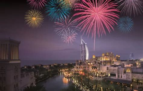 Wallpaper Dubai, Night, Fireworks, Jumeirah images for desktop, section город - download