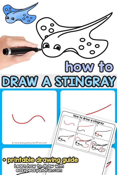 How to Draw a Stingray – Step by Step Drawing Tutorial - Easy Peasy and Fun