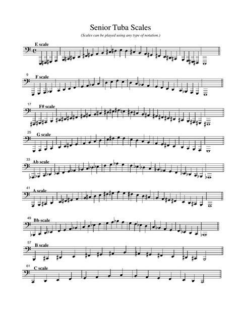 Senior Tuba Scale Sheet Download Printable PDF | Templateroller