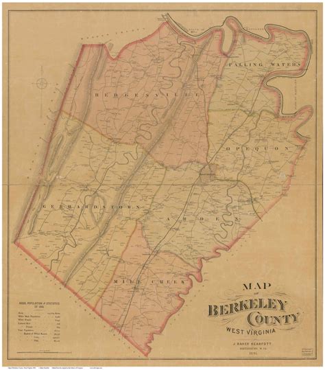 Berkeley County Map 1894 West Virginia Old Wall Map With - Etsy