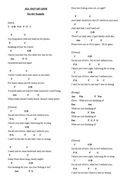 All Out of Love | PDF | Song Structure | Musical Forms