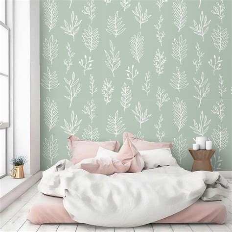 Sage Green Wallpaper Peel and Stick Removable Wall Paper | Etsy