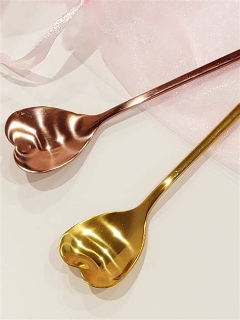 Heart Shape Spoon (Pack x 2) | Heart shapes, Spoon, Golden spoon