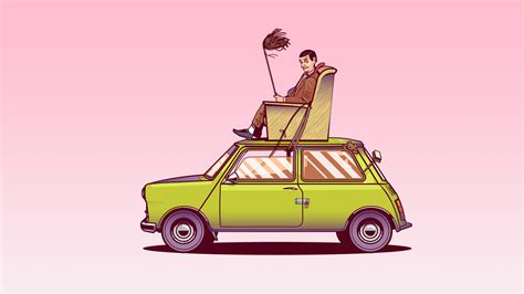 Mr Bean Sitting On Top Of His Car Vector Art Wallpaper,HD Funny Wallpapers,4k Wallpapers,Images ...