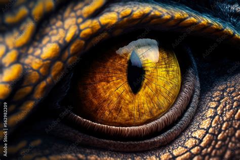 Dinosaur eye, Closeup yellow eye of the dinosaurs with terrifying ...