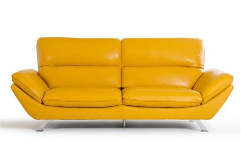 Divani Casa Daffodil Modern Yellow Italian Leather Sofa Set - Buy ...