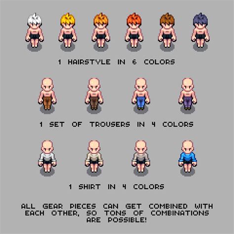 RPG Peasant Gear Set - Launch - Pixel RPG Topdown Character Template - Peasant Clothes by Thomas ...