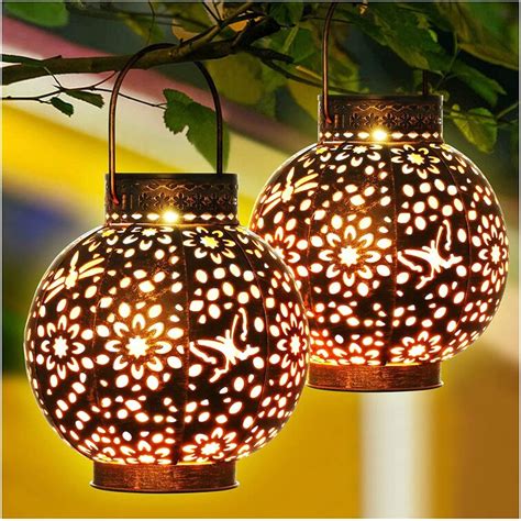 Kooper Solar Lantern Outdoor Hanging Solar Lights Metal Retro Lantern ...