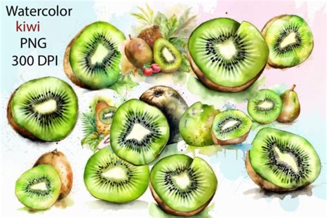 Kiwi Watercolor Fruit Clipart Bundle Graphic by Clipart Fusion · Creative Fabrica