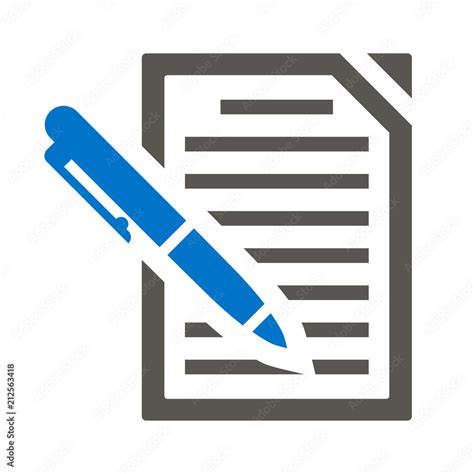 Summary business icon vector. Document with pen illustration. Sheet of paper with text and ...