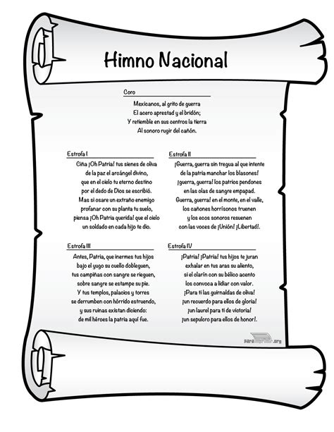 Himno Nacional Mexicano para imprimir en PDF 2024