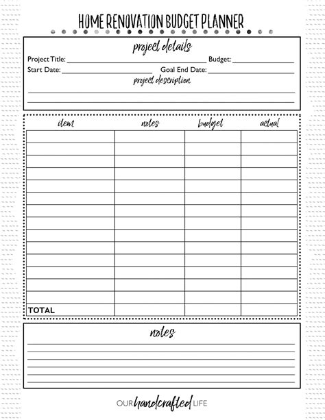 Home Renovation Planner - Free Printable DIY Home Reno Project Planner - Our Handcrafted Life