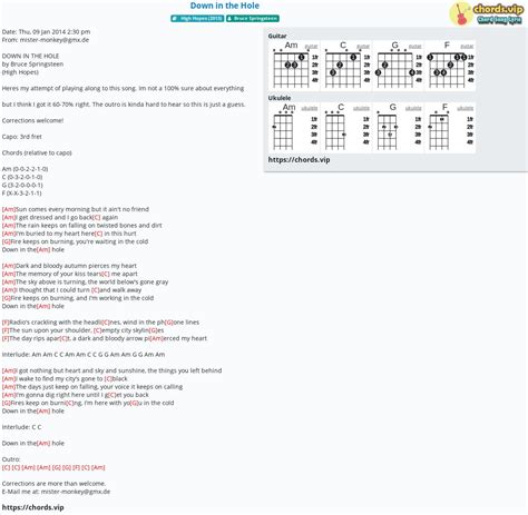 Chord: Down in the Hole - Bruce Springsteen - tab, song lyric, sheet ...