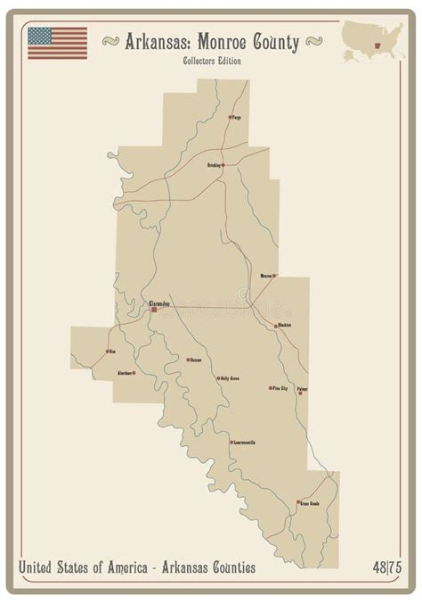 Arkansas, Monroe County Map Stock Vector - Illustration of geography ...