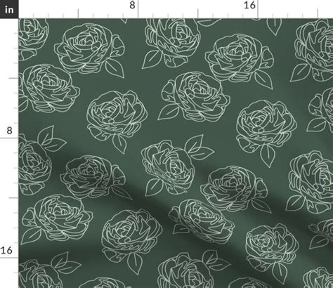 Minimalist roses on forest green 9” - Spoonflower Wallpaper Decor ...