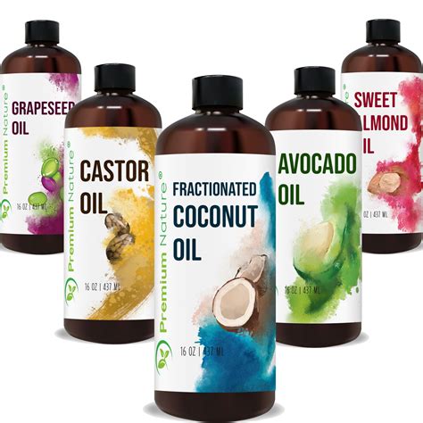 Carrier Oils for Essential Oil - 5 Pack, 16 oz – Premium Nature