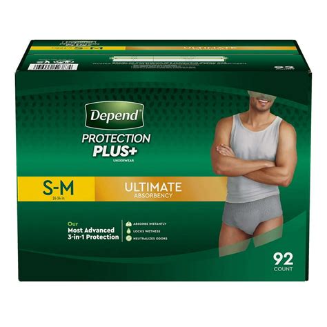 Depend Protection Plus Ultimate Underwear for Men, Small/Medium (92 Count) - Walmart.com ...