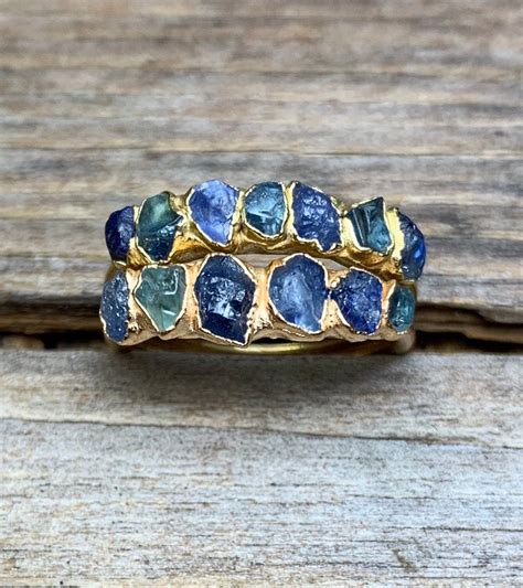 Raw sapphire ring / Blue sapphire ring / Rough gemstone ring / | Etsy