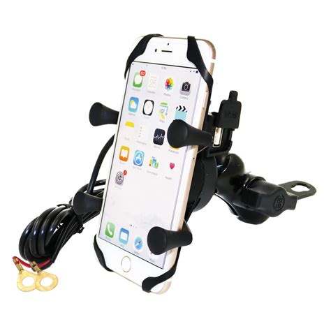 MOTOPOWER MP0609D Bike Motorcycle Cell Phone Mount Holder With USB Charger Bicycle Motorcycle ...